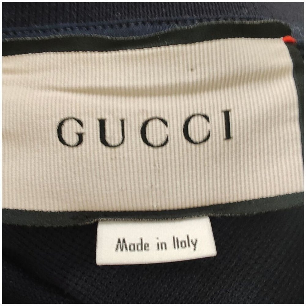 Gucci Polo Shirt Blue Men's Large Embroidered Logo Monogram Star Bee Heart - Picture 4 of 5
